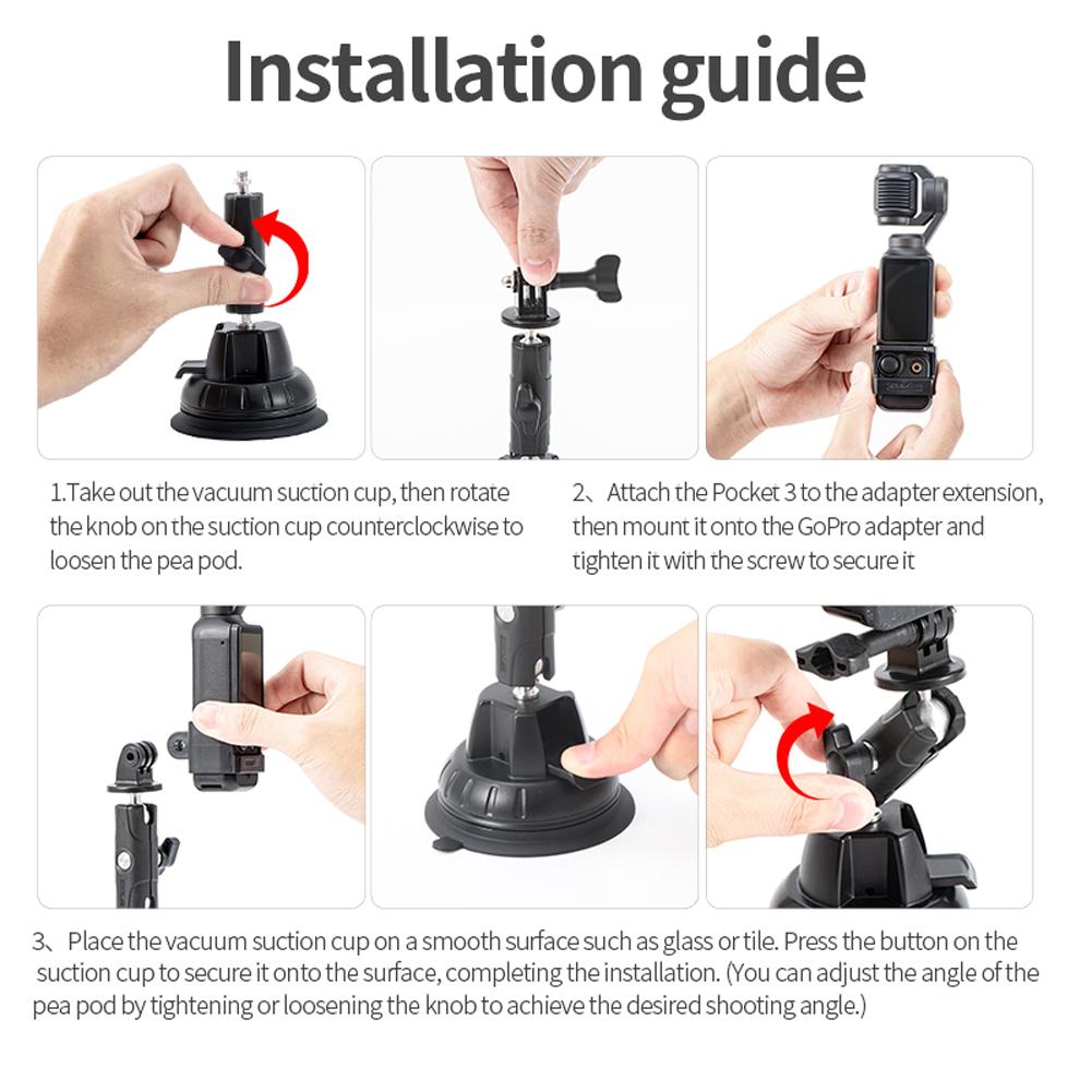 Suction Cup Mount for DJI Osmo Pocket 3 Car Mount Windshield and Window Camera Holder Action Camera Accessories