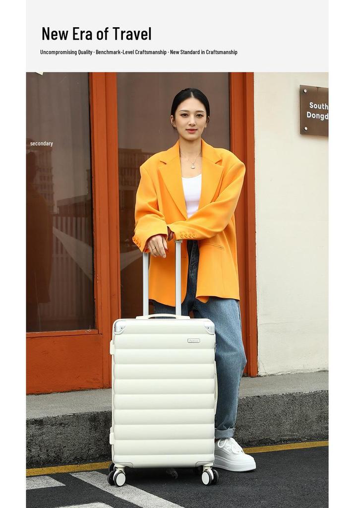 Women's 24-Inch Leather Trolley Suitcase with Universal Wheels, Sturdy and Durable, Large Capacity, 2026 Edition, with Combination Lock.