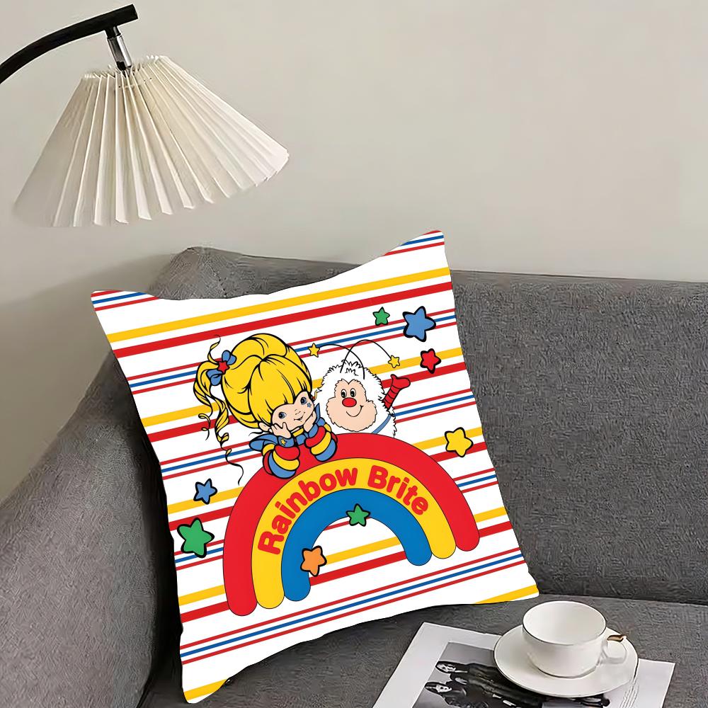 RRainbows Cute BriteE Cartoon Cushion Cover Pillowcase Ultra Soft Skin Friendly Fabric Cloud Like Comfort Concealed Zipper