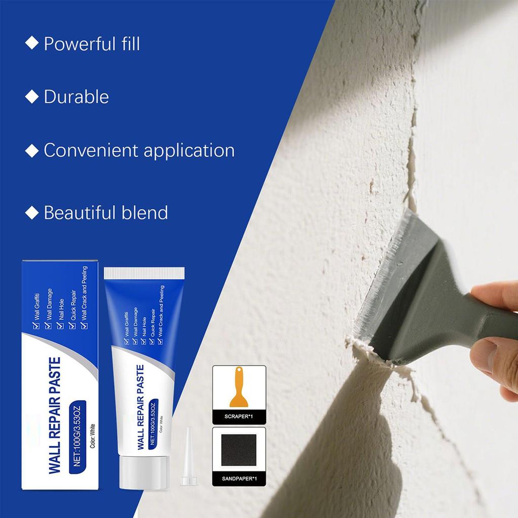 Wall Repair Paste Repair Wall Damage & Graffiti Fill Nail Hole Prevent Wall Cracking Peeling Restore Smoothness Wall Repair Kit