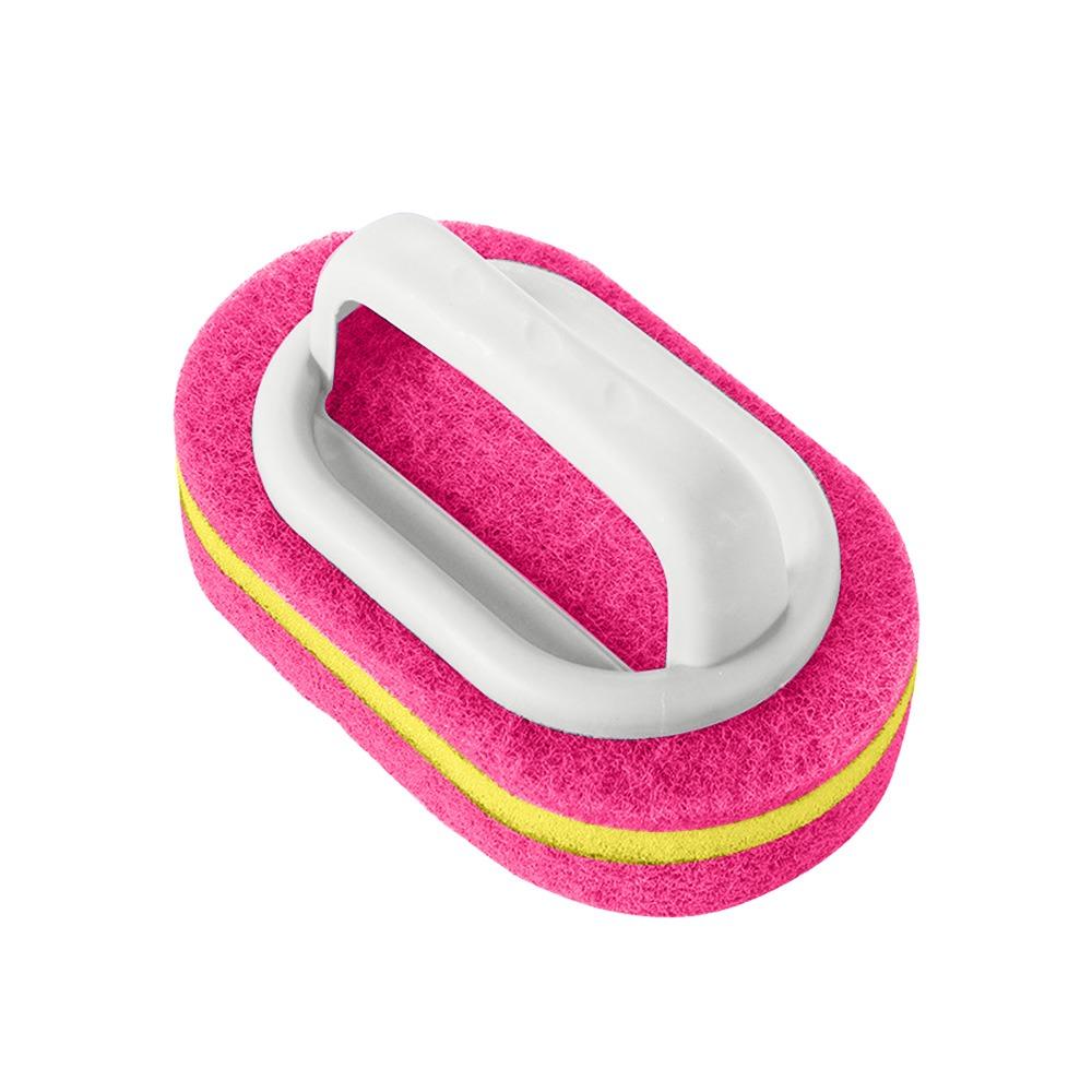 Thickened Kitchen Pot Brush with Handle Reusable Sponge Cleaning Brush Double Layer Floor Brush