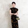 Black summer new Chinese cheongsam long daily young retro improved national style dress single-layer elastic