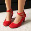 Large size  shoes summer new matte high heels buckle shallow mouth round head wedge heel single shoes  shoes