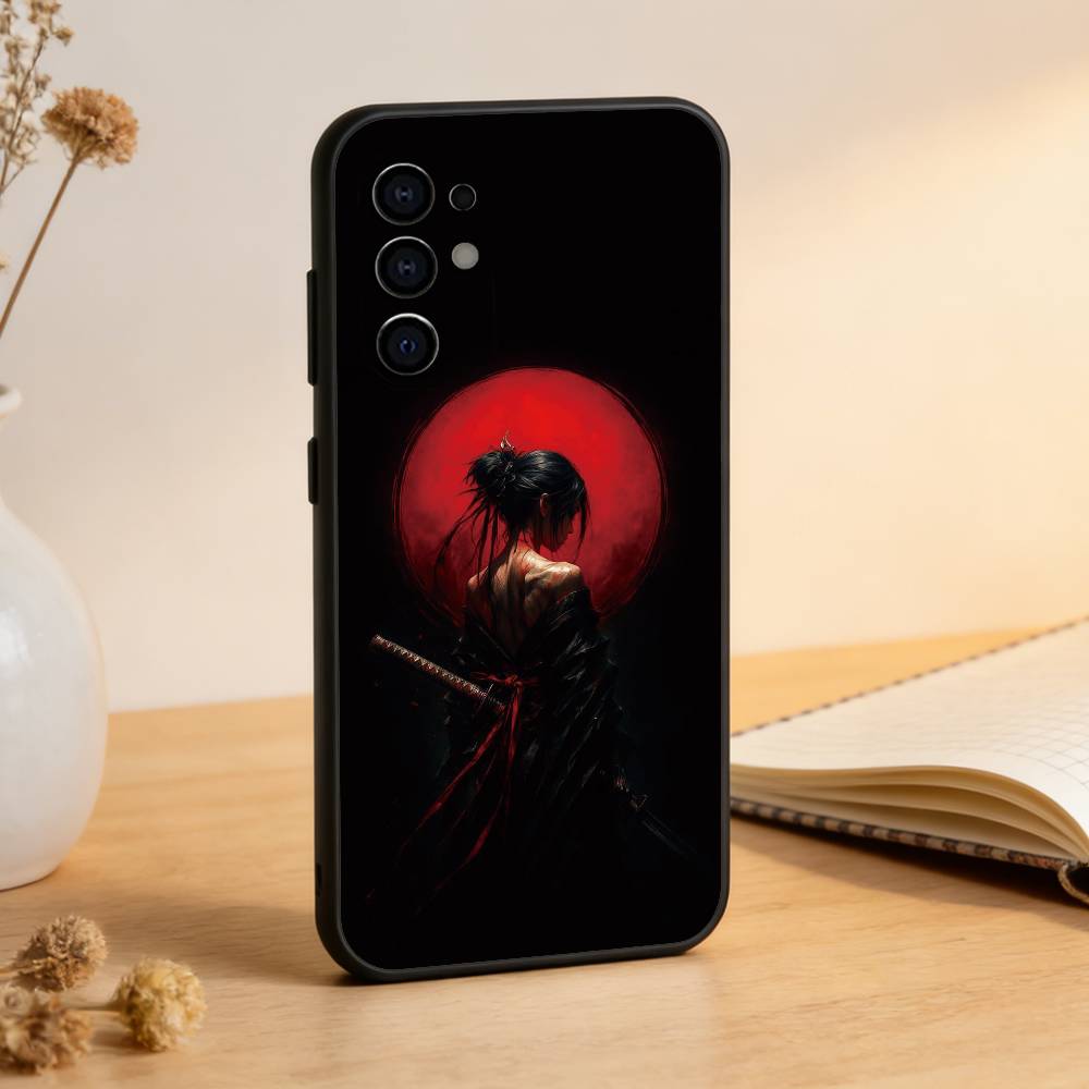 Samurai Warrior Geisha Phone Case For Samsung S25,S24,S21,S22,S23,S30,Ultra,S20,Plus,Fe,Lite,Note,10,Black Cover