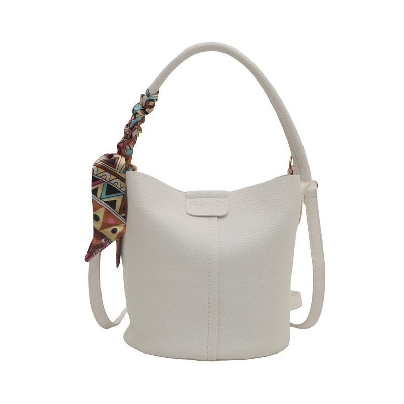 

Фактурная сумка женская летняя 2024 года, новый шелковый шарф, сумка-мессенджер, иностранный стиль, переносная сумка-ведро для овощей белый