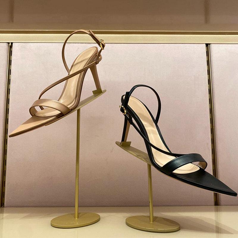 Fashion Black Pointed-Toe Stiletto High Heels For Women, 2025 Summer New Style Cross-Strap Sexy And Elegant Open-Toe One-Shoulder Buckle