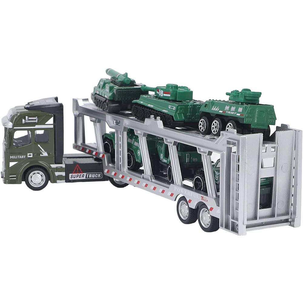1/48 Carrier Truck with Cars Toys Set Portable Alloy Plastic Transport Vehicle with Car Models for Gifts Ornament