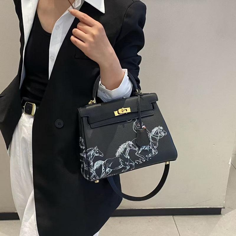 2026 neue Leder-Damenhandtasche Rindsleder erste Schicht Togo weiches Leder Pegasus beschichtete Ententasche grenzüberschreitender Großhandel