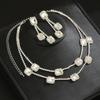 Zircon Square Fringed Earrings, Royal Style Earrings and Necklace, Luxurious Wedding Accessory