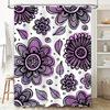 Purple floral shower curtain with black accents, custom size available decorative bathroom accessories for home decor enthusiast
