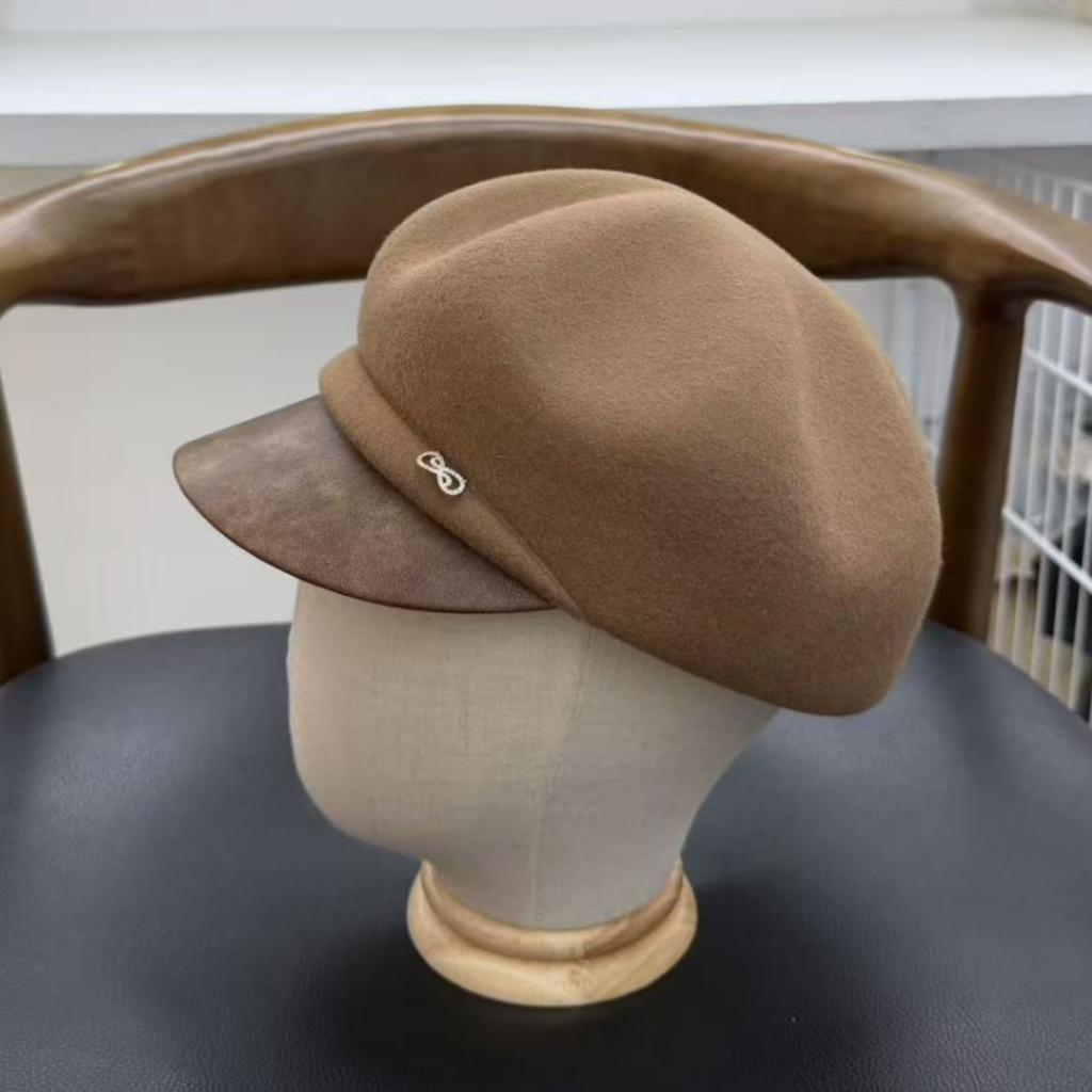 New temperament British retro cap wool newsboy hat women's autumn and winter versatile face little beret