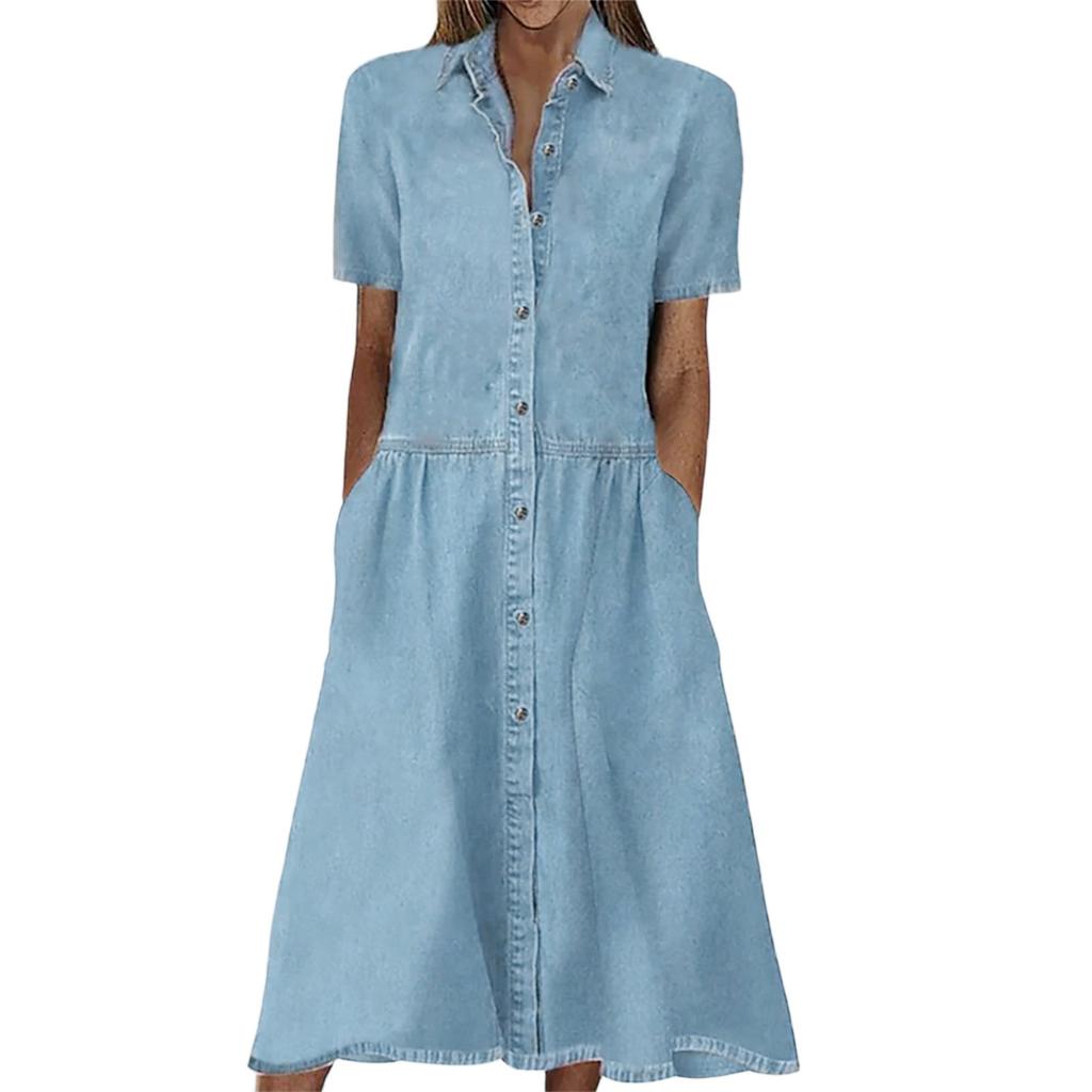 Women's Summer Sleeveless V-neck Casual Temperament Denim Dress