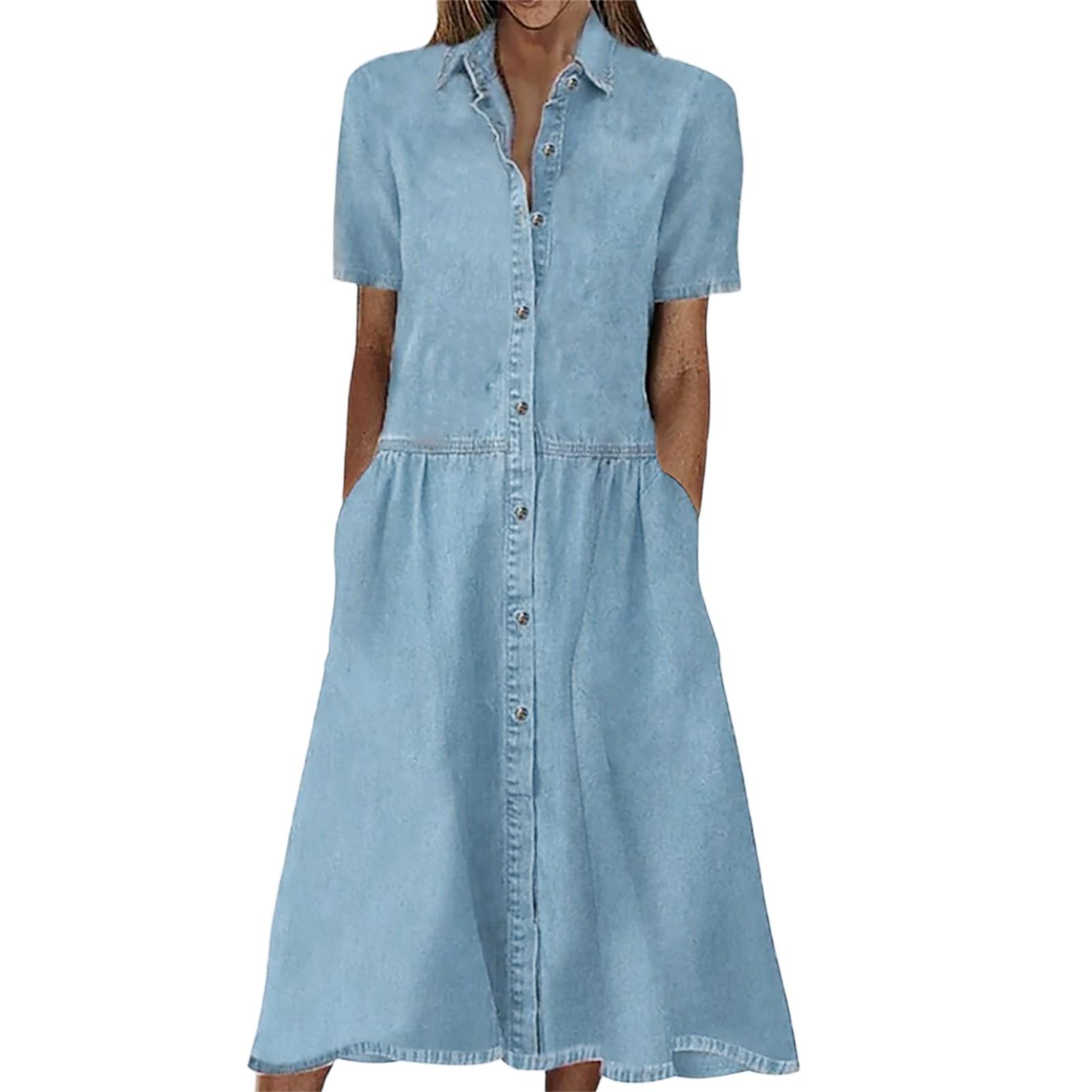 

Женское летнее повседневное джинсовое платье без рукавов с v-образным вырезом XL синий