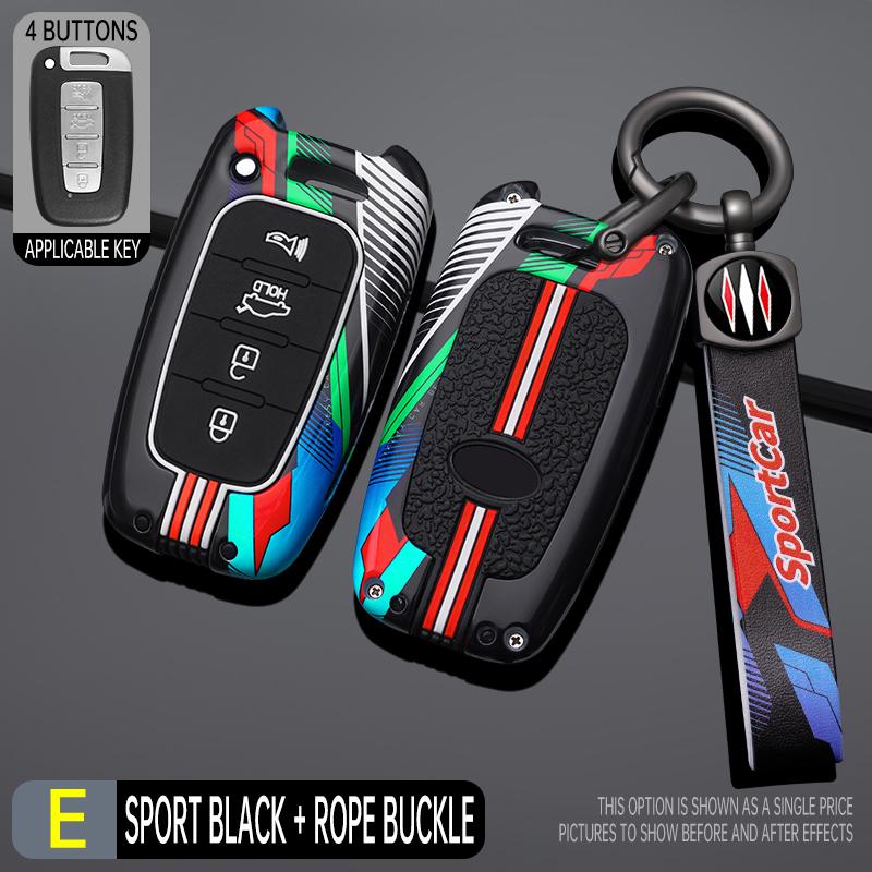 Interior Mouldings 3 4 Button Zinc Alloy Car Key Case Cover Fob For Hyundai IX35 Elantra Sonata 8 9 For Kia Sportage K5 K2 Soren