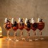 Bicchiere da Vino Dipinto di Halloween ad Alta Capacità Vetro Trasparente Floreale Acero Bicchiere per Acqua Decorazione da Tavola