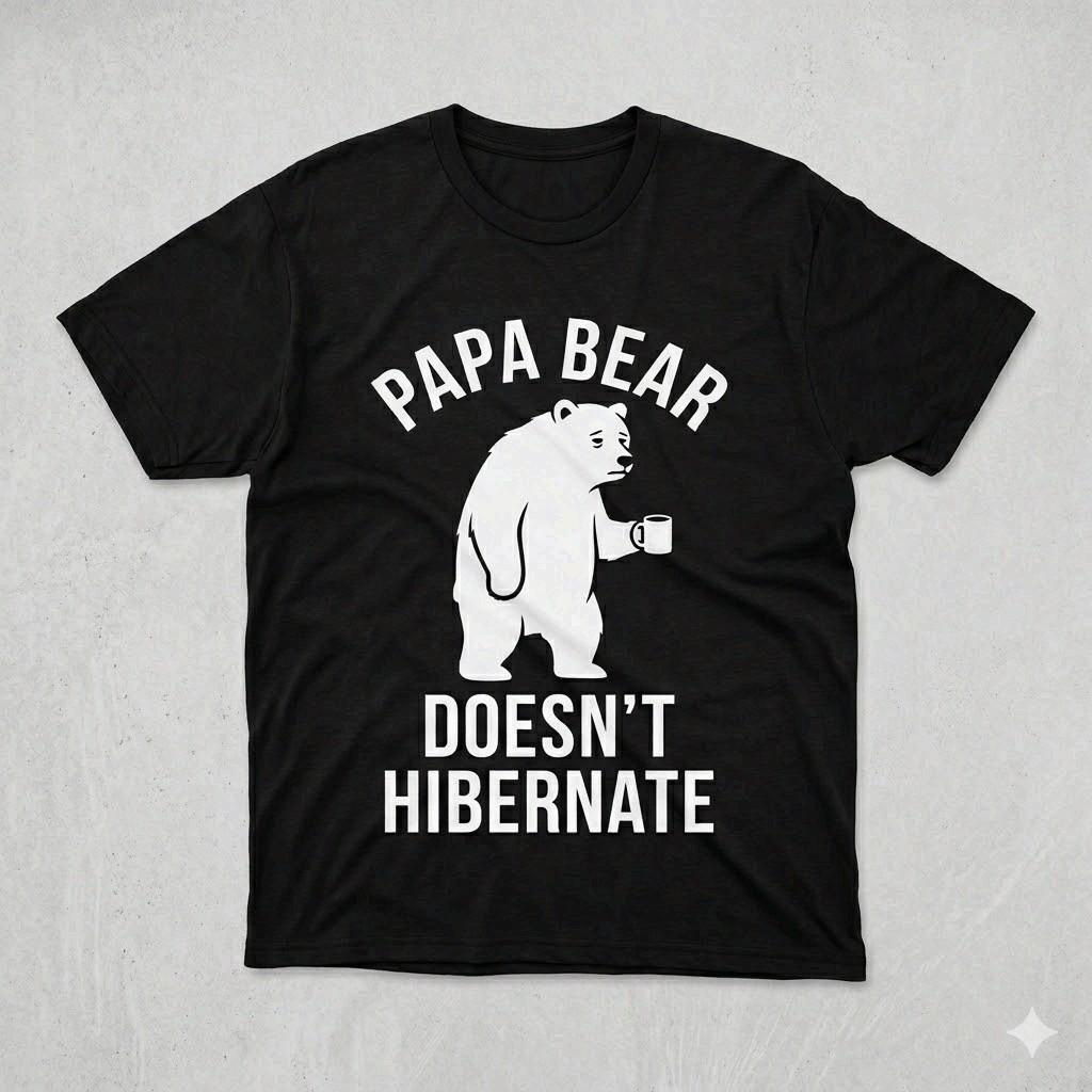Papa Bear Doesn’t Hibernate Tee Funny Father’s Day Gift for Dad XXXXL