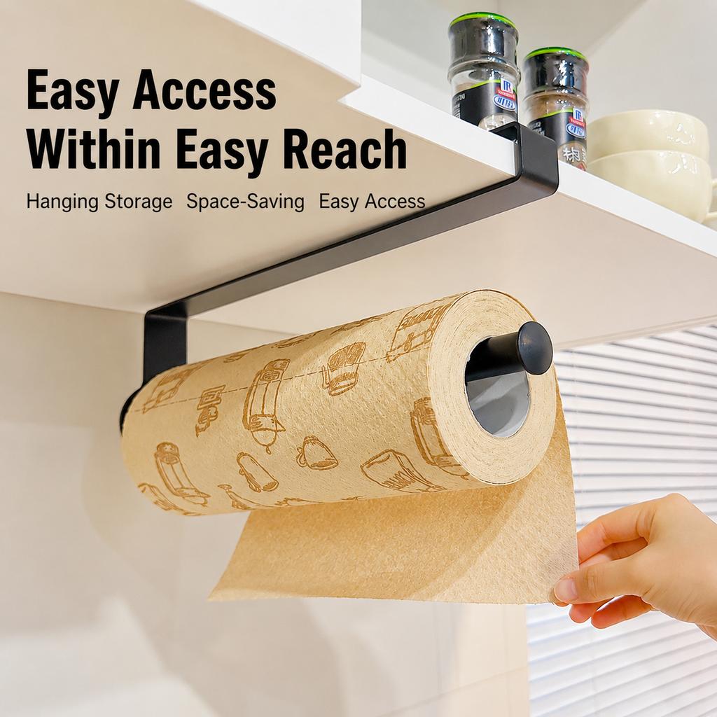 Kitchen Storage Organization Paper Towel Rack Over the Cabinet Kitchen Paper Towel Metal Holder No Drill Metal Space Saving Tool