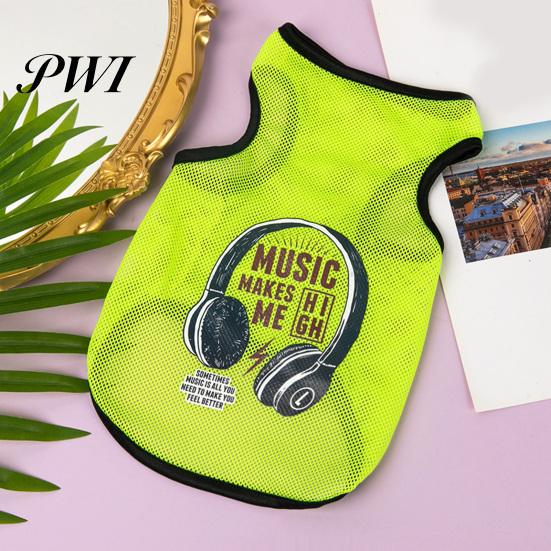 Pet Apparel Vest Cartoon Pattern Wear Resistant Polyester Dog Ultra-Thin Sleeveless Sunscreen Print Supplies Outfit
