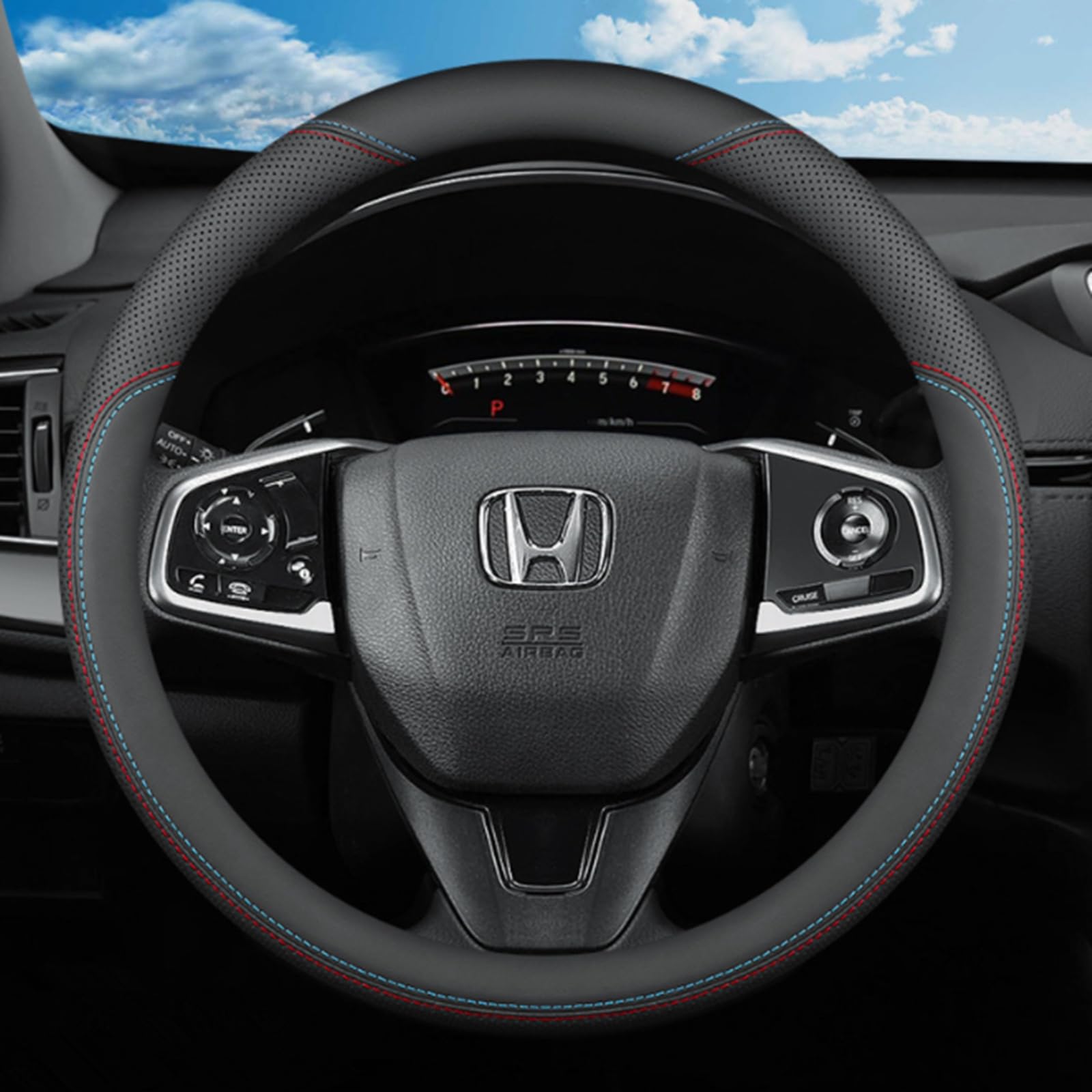 

TATACLEA Чехол на руль для легковых автомобилей Премиум Универсальный Универсальный Удобный на ощупь и Синий Автомобили, Кожа, Кожа, Нескользящий, Дышащий,