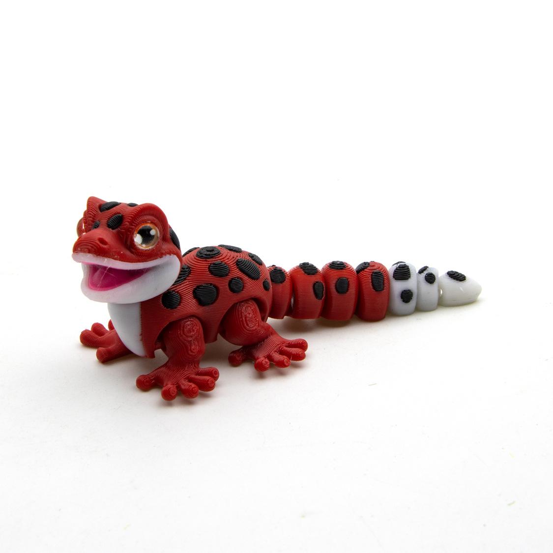 

New 3D Printing Multi- Colour Small Gecko Toy Model Simulation Reptile Cute Gecko Office Desktop Small Ornaments Toy Gifts красный