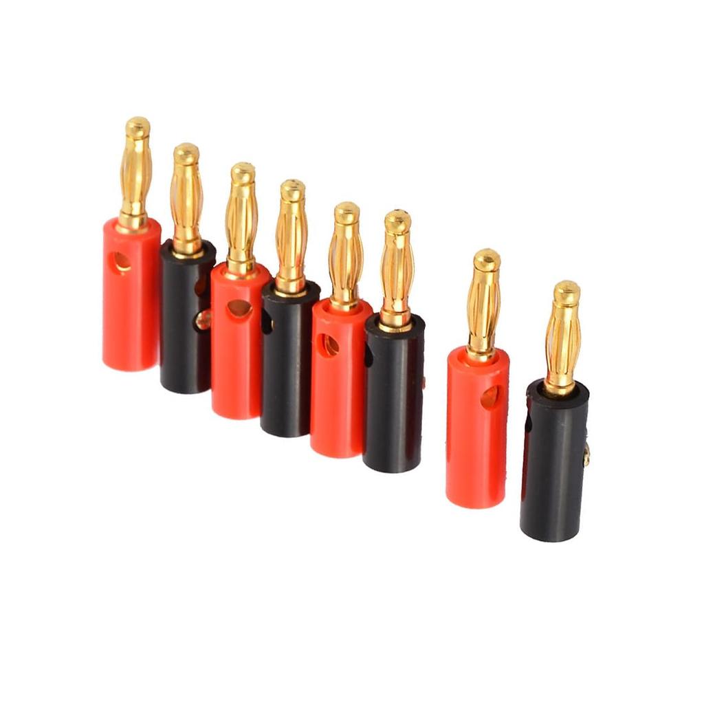 uxcell Banana Plug Metal to Gold Converter, Plastic, Black, Red, Tone, 8-Pack