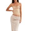 Women's Summer Cami Tops, Sleeveless Square Neck Bow Front Lace Patchwork Camisole