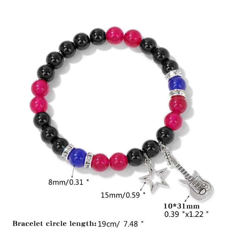 Magnetic Couple Matching Bracelets Best Friend Bracelet Guitar Star Charm Elastic Beaded Wristchain Birthday Jewelry