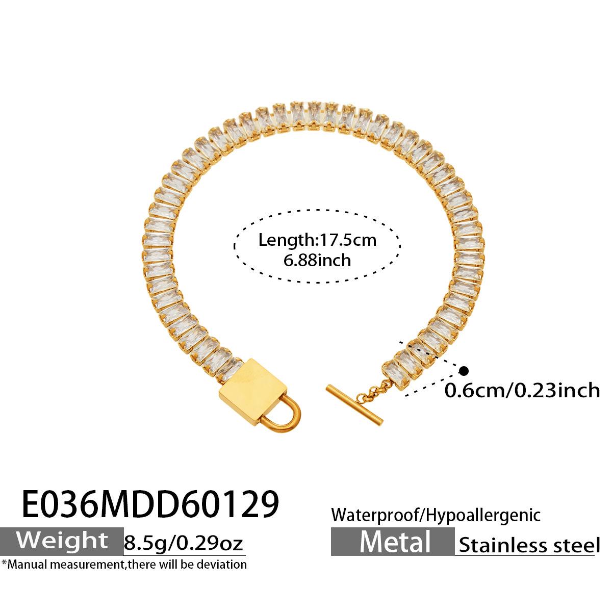 European High-End Gold-Plated Zirconia Chain Bracelet with Personalized Lock Clasp