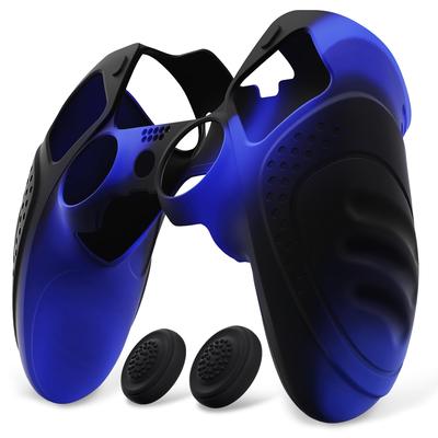PlayVital Protetor de Pele de Borracha Macia para PS5 Edge Sem Fio Ergonômico Capa de Silicone com Tampas de Grip para Polegar para PS5 Edição Controlador Edge Azul