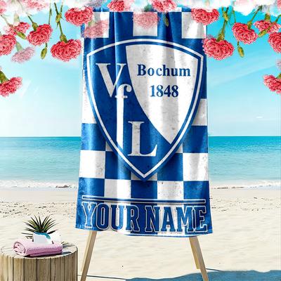 Individuell bedrucktes Strandtuch mit Namen Vfl Bochum 1848, Großes Weiches Schnelltrocknendes Handtuch für Strand Camping Schwimmen