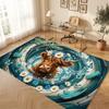 Highland Cow Theme Soft Crystal Velvet Rug Custom Name & Text Print Non Slip Floor Rug for Bedroom Living Room