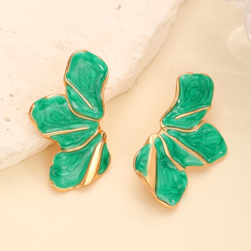 Exaggerated Gradient Color Dripping Irregular Flower Earrings For Women, Unique Flower Petal Earrings