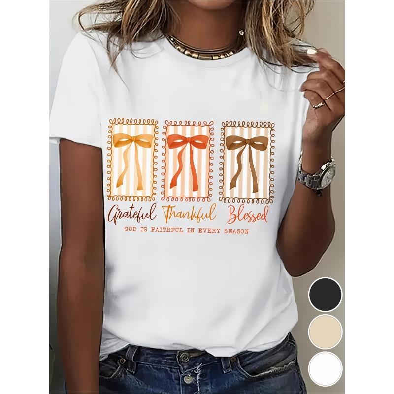 

European Size Blessed Graphic T-Shirt - Soft Everyday and Party Top with Grateful, All-Season Comfort Fit Tee in Casual and Formal Outfits S белый