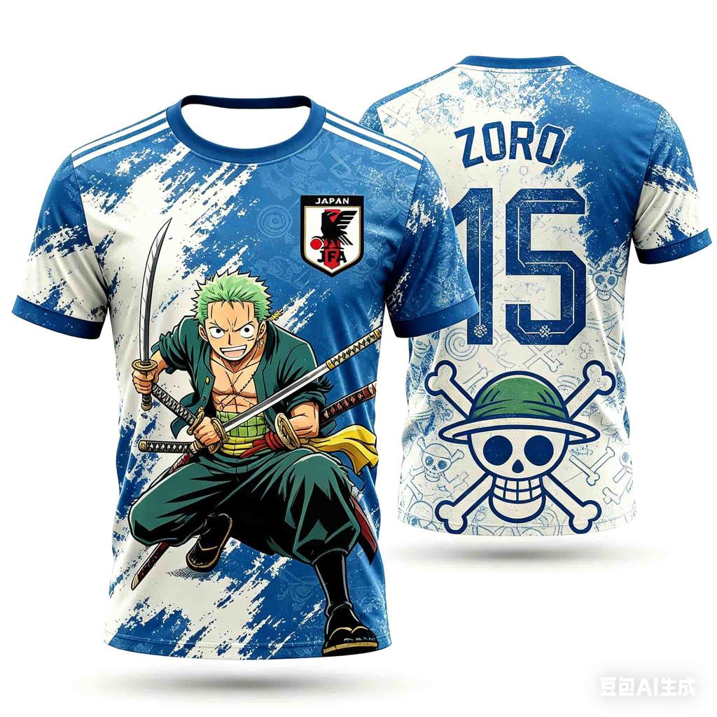 Kids One Piece Tony Tony Chopper No.19 Japan Football Jersey Boys Girls Quick Dry Breathable Short Sleeve Anime Sports Tops