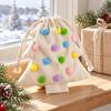 Christmas Tree Hanging Ornaments Drawstring Gift Bag, Plush Pom Bell Small Trinket Bags with Ornament, Reusable Candy Pouch Decor for Holiday