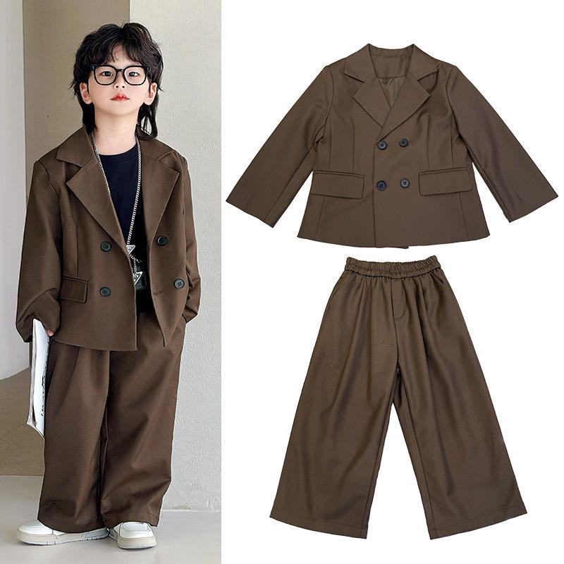 

Комплект костюма для мальчиков в корейском стиле однотонного цвета - Свадебный и речевой смокинг для детей 140 cm