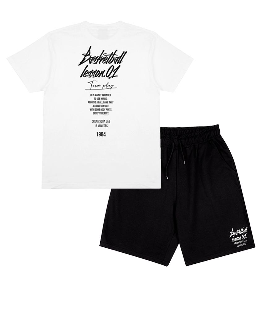 CREAM SODA LAB [2Pack] Quarter Logo Short Sleeve Shorts Set (Type A)