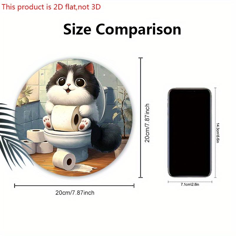 Drewniany Znak Łazienkowy ze Wzorem Kreskówkowego Kota - Unikalne Ozdoby Figurkowe - Idealny na Drzwi Łazienki, Dekoracja Ścienna