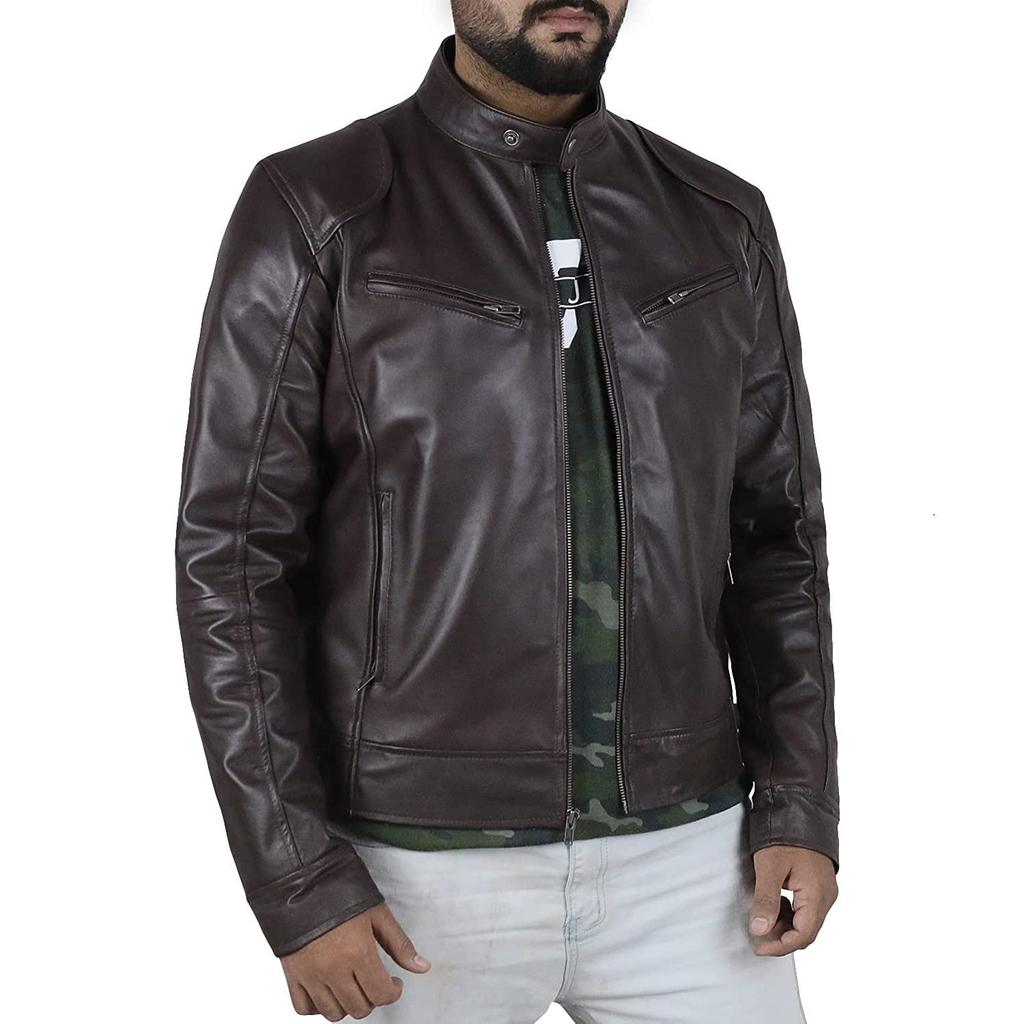 European and American men's leather jacket male teen stand-up collar punk men's locomotive leather jacket