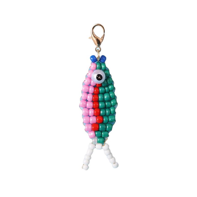 Cross-Border Fish Pendant: Handmade Beaded Dopamine Keychain Accessory