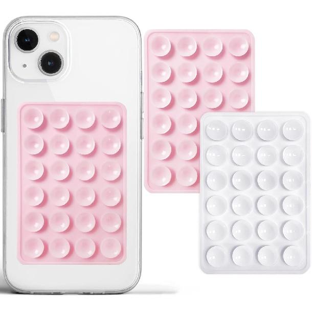Anteel 2 Pack Silicone Suction Phone Case Adhesive Mount, Strong Grip Holder for Selfies and Videos, Hands-Free Sticky Phone Grip for iPhone and