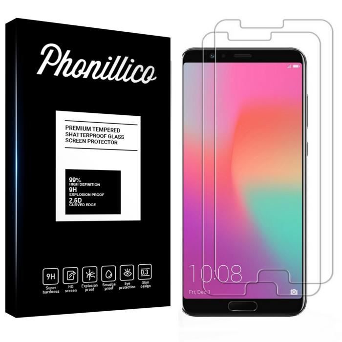 Screen Protector Glass Film - Phonillico® - Huawei HONOR VIEW 10 - Pack of 2 - Ultra Resistant - Anti-Scratch