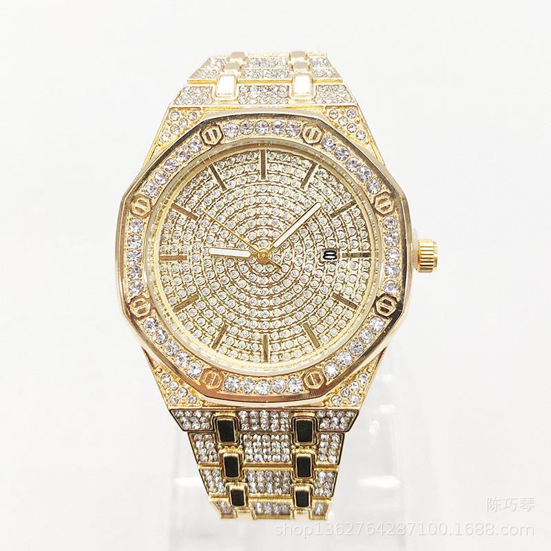 Hip Hop Mc Style Quartz Watch With Calendar And Steel Band For Casual Wear