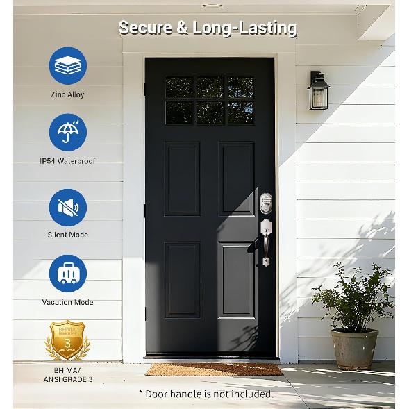 Veise Keyless Entry Door Lock, Electronic Keypad Deadbolt, Keyed Entry, Auto Lock, Anti-Peeking Password, Back Lit & Easy Installation Design, Satin