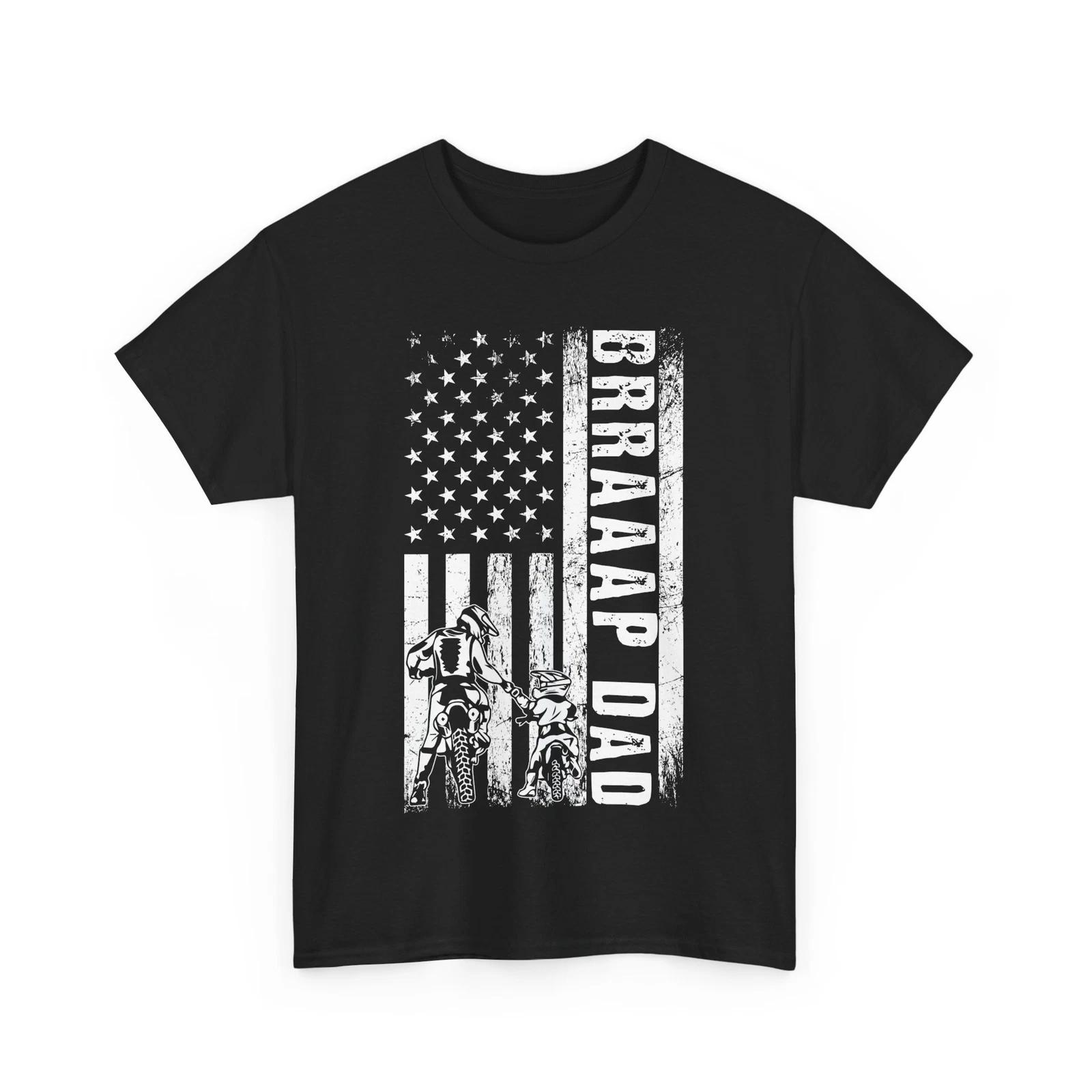 Braaap Dad Shirt, Dirt Bike Lovers Biking Father s Day American Flag Shirt M