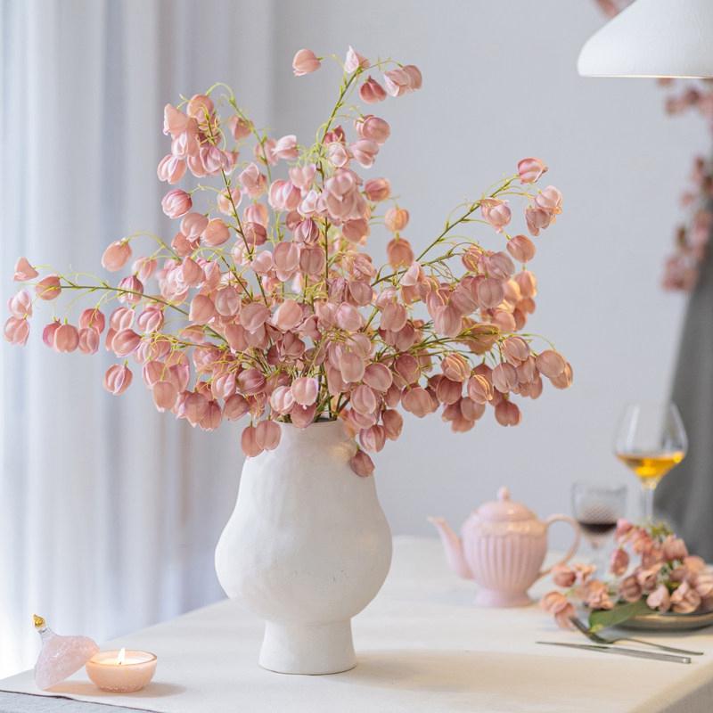 Artificial Physalis Flower Bouquet Room Decor Pink Flower Fruit Tree Wedding Party Decor Aesthetic Art Simulation Flowers