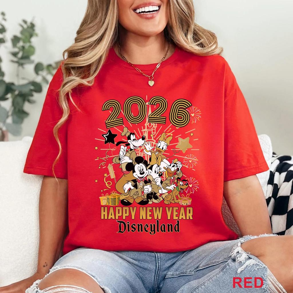 2026 Sommer Frohes Neues Jahr Grafik T-Shirt Unisex Unisex Mode Baumwollqualität Lässig Locker Kurzarm Klassisch Unisex
