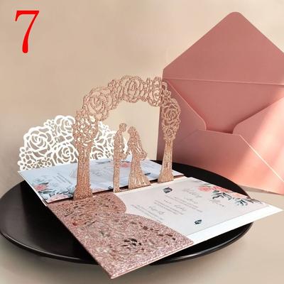 Laserschnitt 3D Hochzeitseinladung 18x13cm Ausgeschnittene Grußkarten Kreative Pop-up Einladungskarte Hochzeit