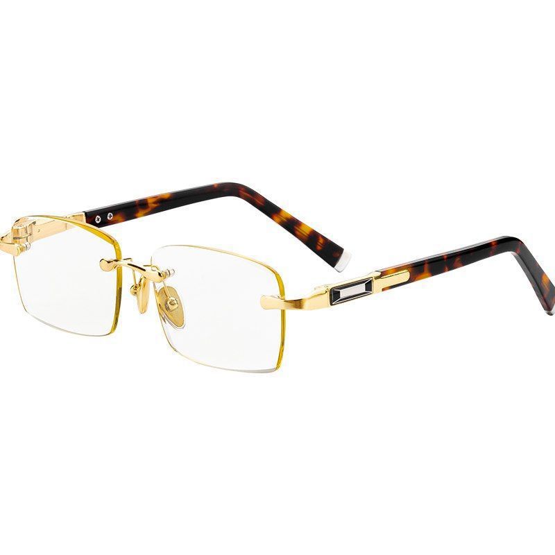 Intelligent Zoom Presbyopia Glasses for Men & Women - Frameless Brown Crystal HD Far Sighted Glasses with Anti-Blue Light & Anti-Fatigue Design