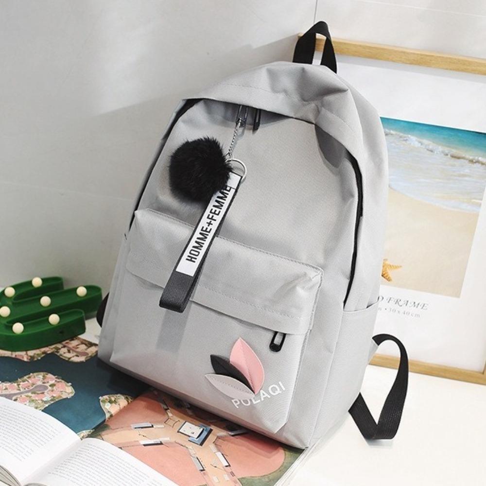 Large Capacity Printed Leaves Backpack Printed Leaves Canvas Rucksack Student Schoolbag  Female